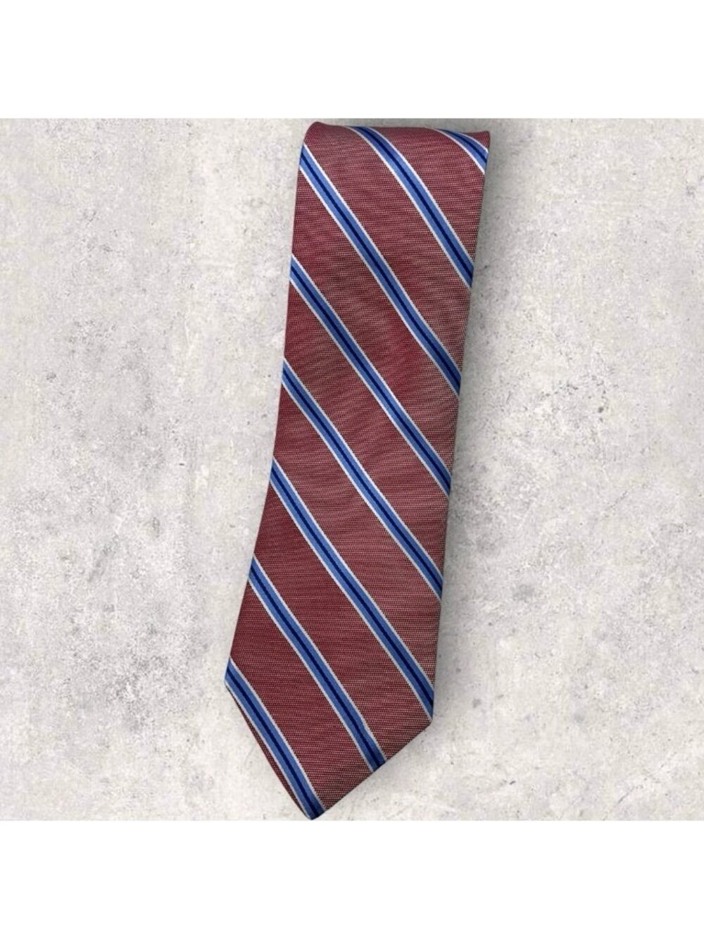 DION Silk Tie CANADA Pink Blue Striped W:3.8" EUC